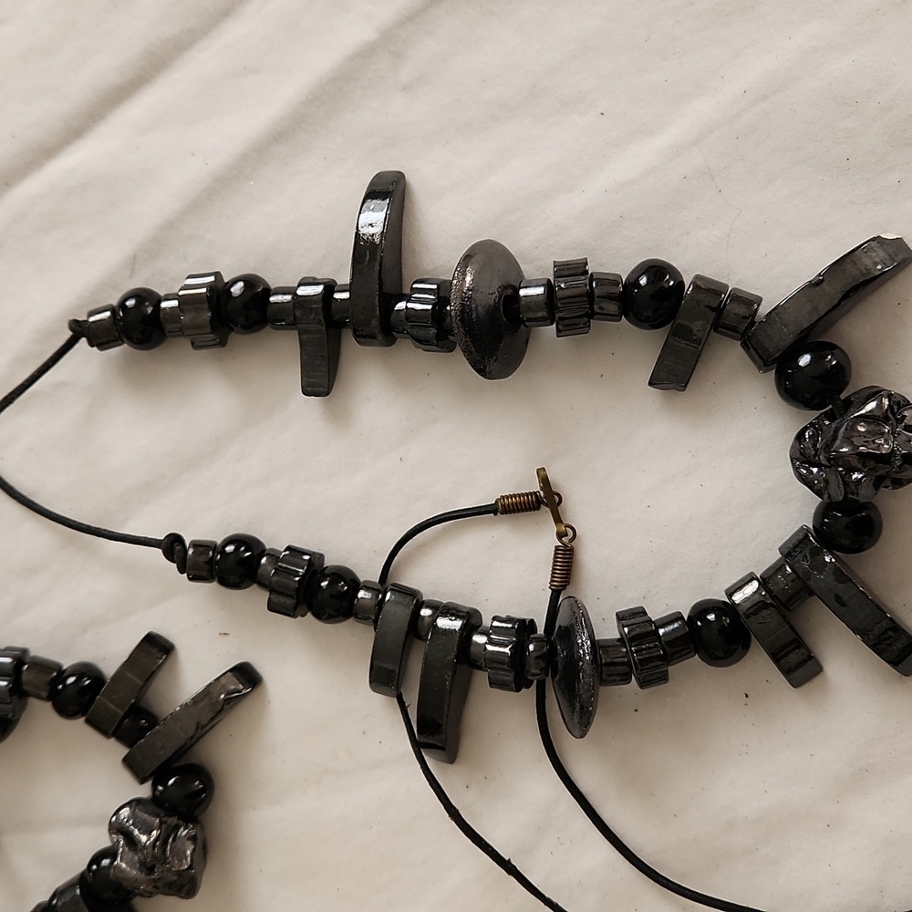 Bundle Grecian 6 Vintage Black   Ceramic Bead Necklace & Extra  Beads Greek - Picture 3 of 11